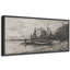 «Rustic Countryside Serene Lakeside Gravure, paysage nautique monochrome encadré»-98042126-111176909