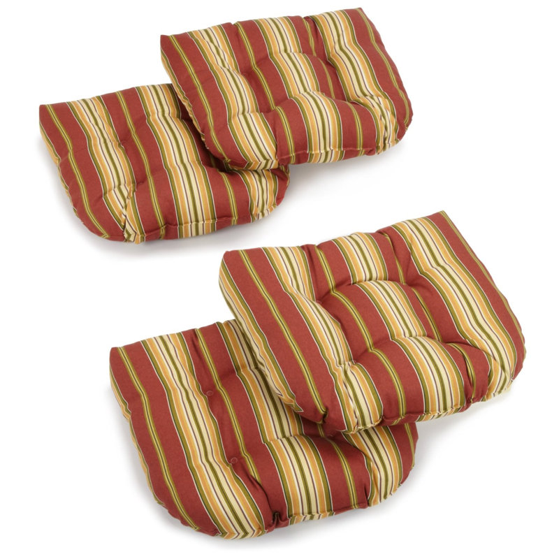 Outdoor 5'' Rocking Chair Seat Cushion, Red/Gold Striped