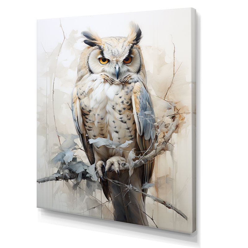 «Wise And Watchful Majestic Owl I», art mural hibou, 40" H x 30" W, Toile tendue