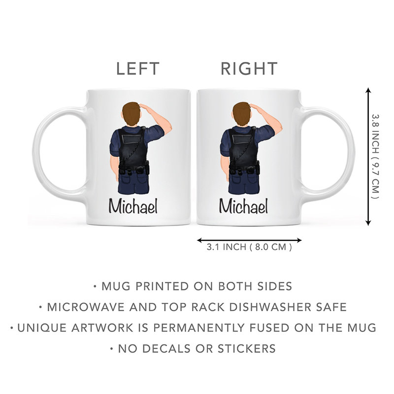 Tasse à café personnalisée, Blanc / brun, homme, agent de police 29, Oui