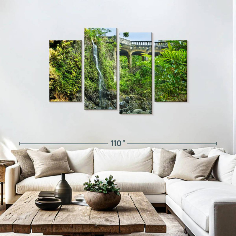 Lilie Hawaii Waterfall By Hana Bridge, H 48 po x l 75 po