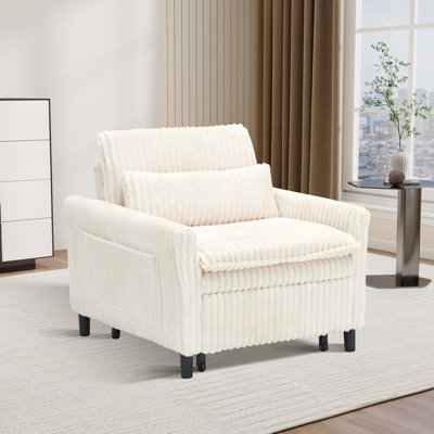 Chaise d'appoint convertible rembourrée en velours côtelé
