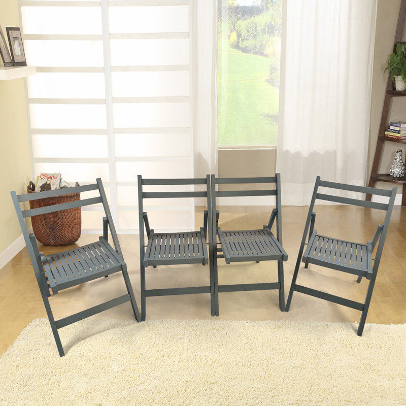 Furniture Slatted Wood Folding Special Event Chair, Gray