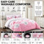 Pink Trendy Printed Bedspread Floral Design Quilted with Pillow Shams-113665270