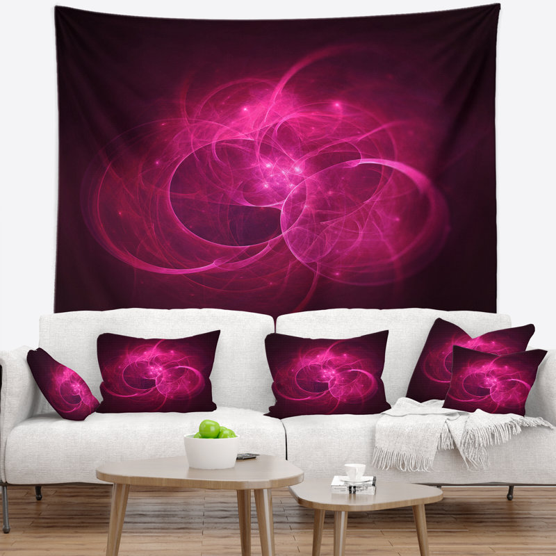 Tapisserie de cercles magenta brillant Abstract, H 32 po x l 39 po