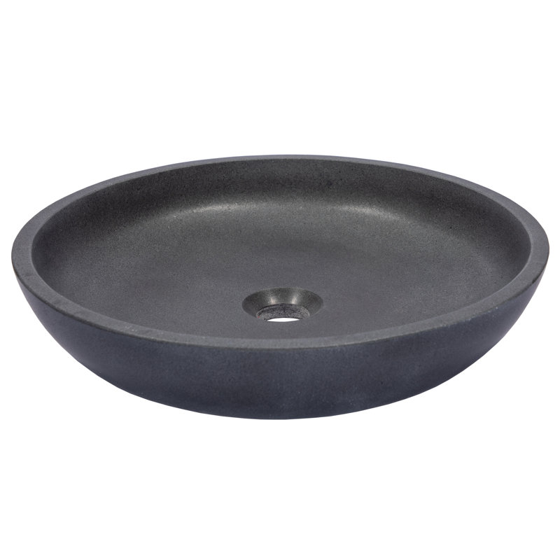 Lavabo de salle de bain vasque circulaire en pierre noire 16,9 po Eden Bath