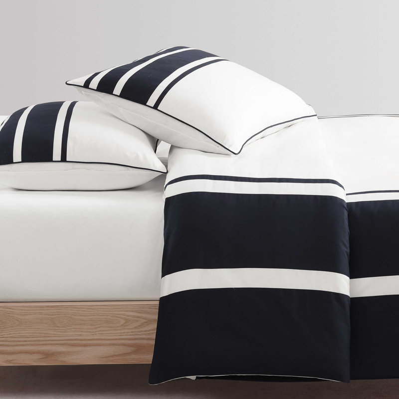 Ensemble de housse de couette en coton Tommy Hilfiger Park Avenue, Housse de couette pour grand lit et 2 taies décor