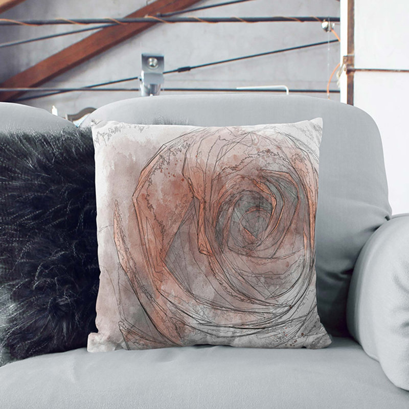 Abstract Square Cushion, 55cm H x 55cm W x 20cm D, Orange