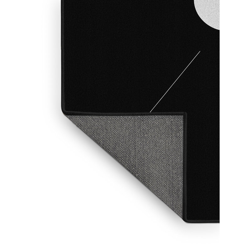 Tapis noir moelleux à motif géométrique moelleux en forme d'étoile, 2x3