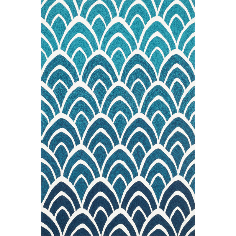 Tapis décoratif d’intérieur/extérieur bleu crochetés naal, Rectangle 5 pi x 7 pi 6 po