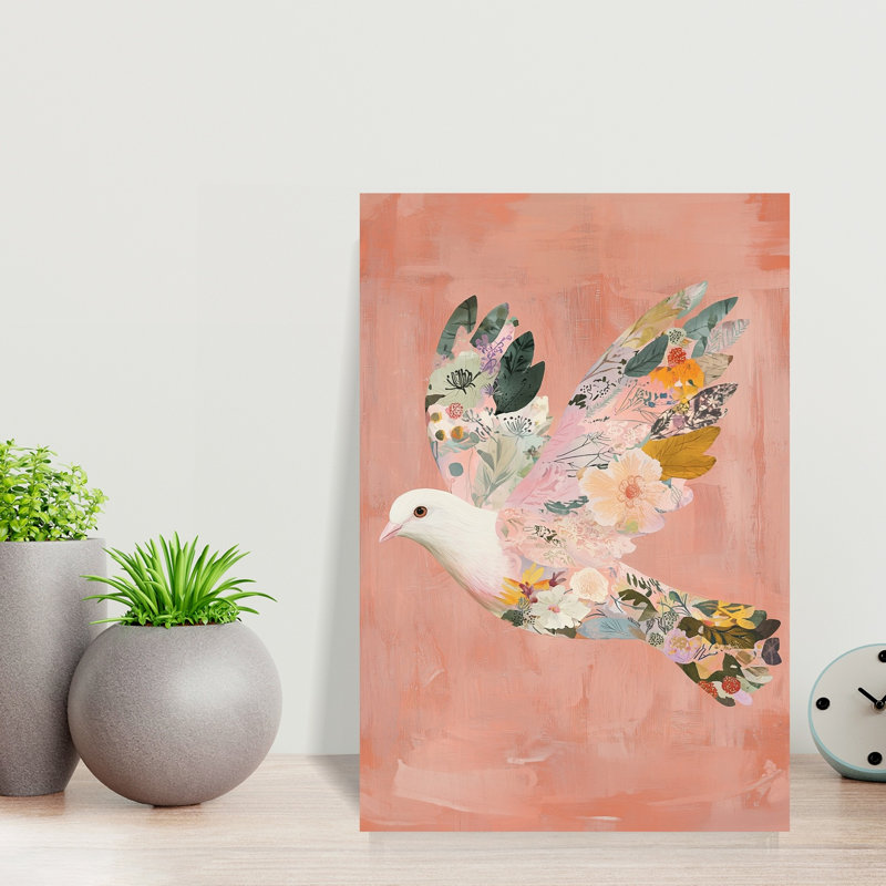 Floral Dove Flight Bird Flower Nature Wall Art Print by Mathieu - Wrapped Canvas Print, 45.72cm H x 30.48cm W