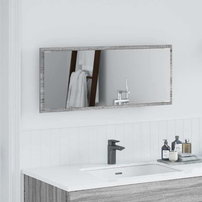 LED Bathroom Mirror Engineered Wood Washroom Wall Mirror Multi Colours, Grey Sonoma
