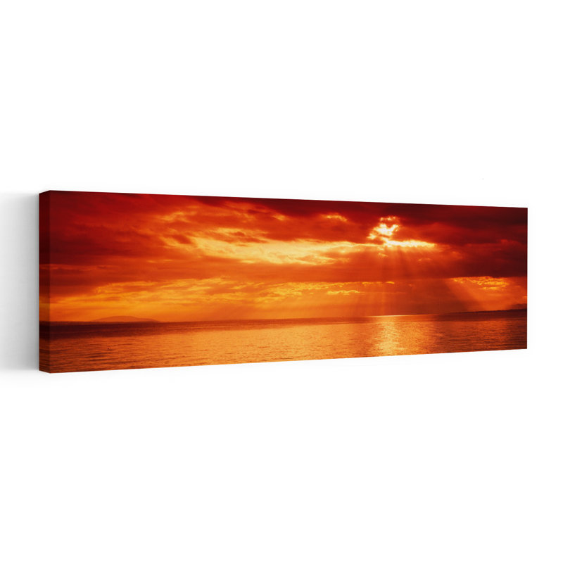 Coucher de soleil, lac Léman, Suisse, coucher de soleil contemporain abstrait, art mural, H 36 po x l 12 po