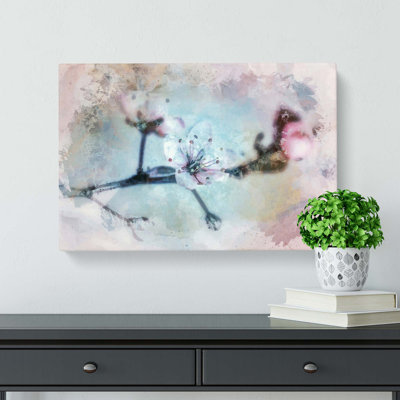 Flowers of a Cherry Blossom in Abstract - Wrapped Canvas