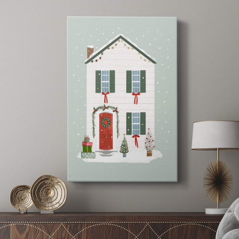 Festive Front Door III -Custom Wrapped Gallery Cavas, 18" H x 12" W