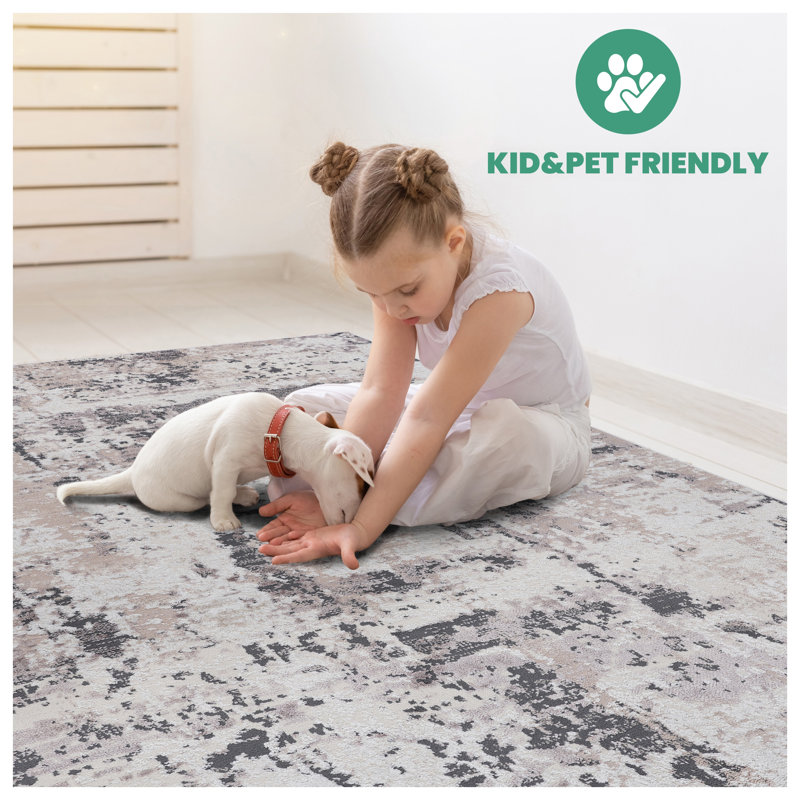 Tapis paillasson rétro à motif rétro de la collection Payas - crème et brun, Rectangulaire 2 pi x 3 pi