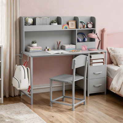Bureau et chaise en bois avec tiroirs pour enfants de 6 à 12 ans, filles et garçons