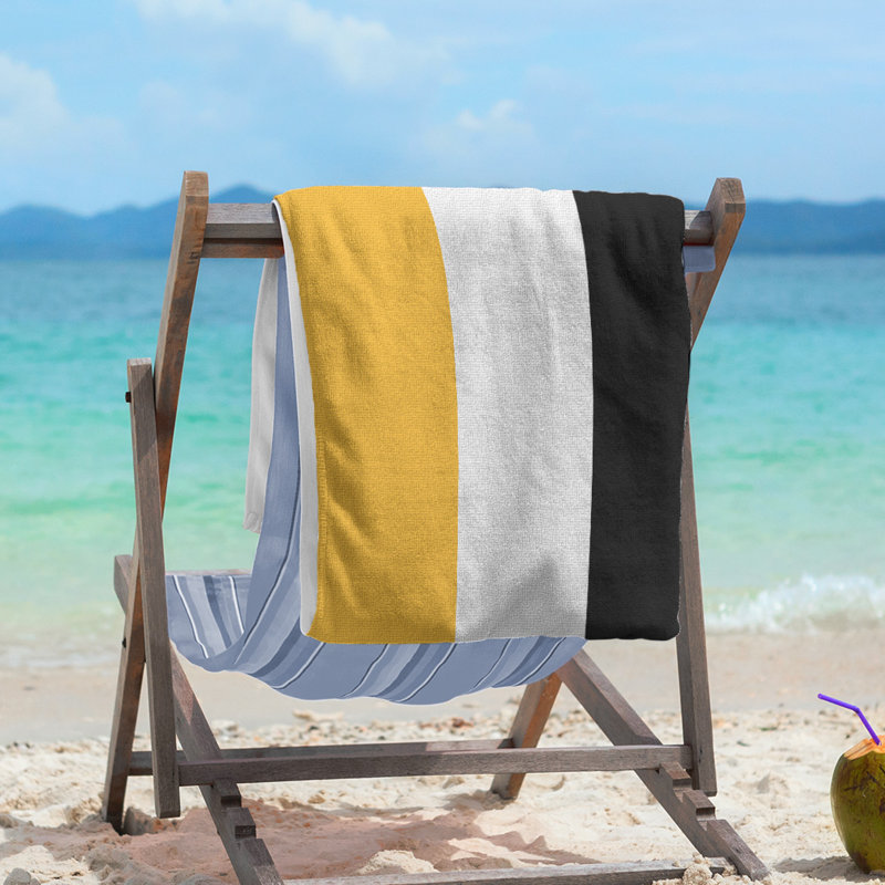 Boston Lightweight Beach Towel, Yellow/White/Black, Poly/Cotton