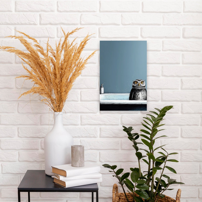 Chouette dans un bain contemporain, H 18 po x l 12 po
