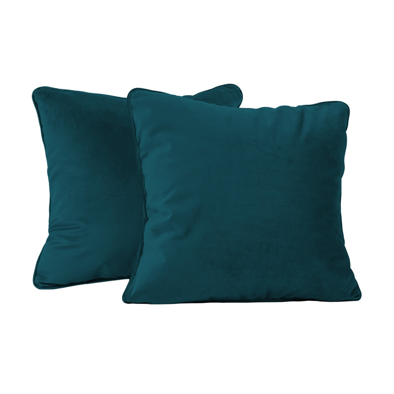 Rectangle Lumbar Microfiber Pillow with Piping, 2-pack, Square 18", Peacock