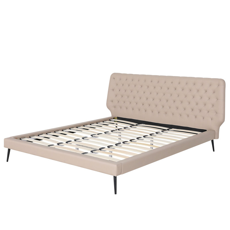Jody Upholstered Faux Leather Bed, Super King (6'), Beige