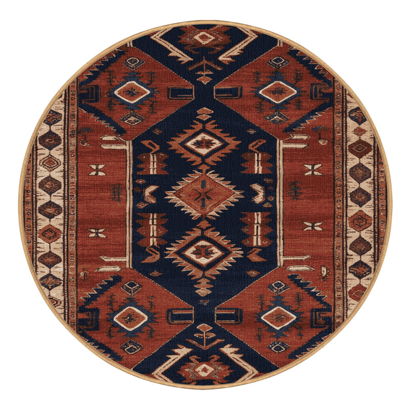 Tapis brun lavable à la machine, Rond 8 pi
