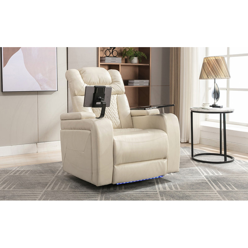 Fauteuil inclinable pivotant électrique avec rotation à 270°, tablette et port USB