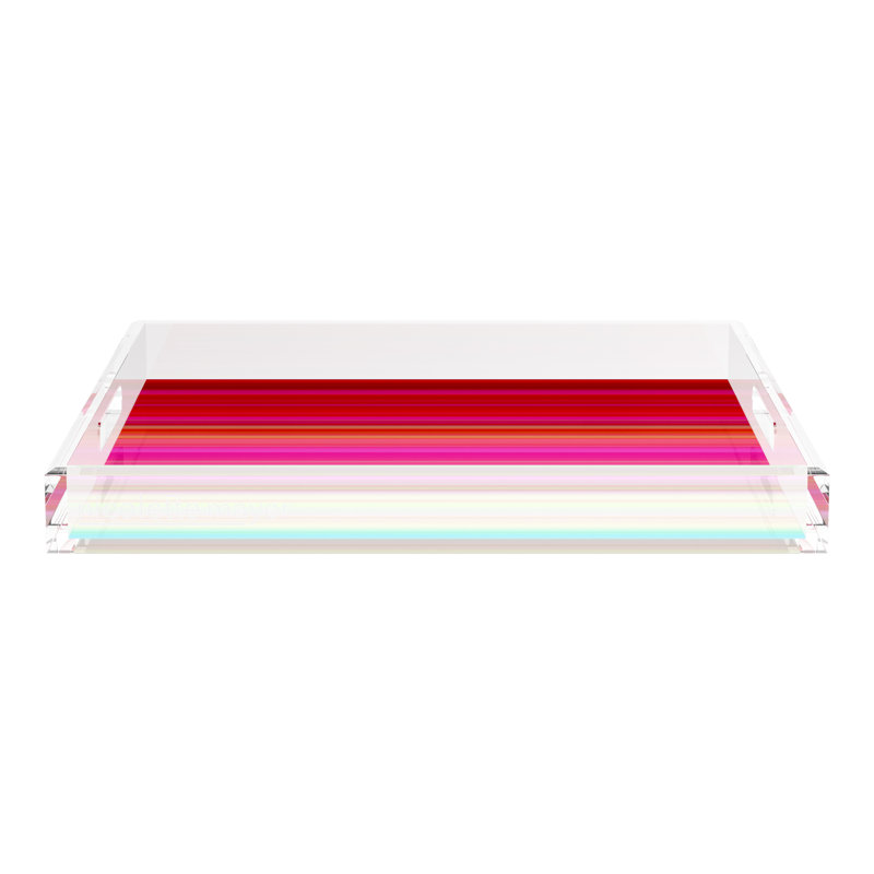 Gradient Red Acrylic Square Decorative Tray, 18"W x 18"D x 2"H