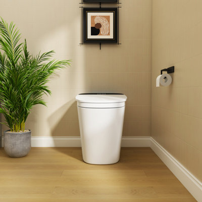 ADA Comfort Height Smart Toilet with Built-In Tank, Foam Shield, Auto Open/Close Lid, Heated Seat & Bidet Wash