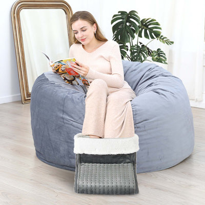 Electric Heated Foot Warmer Under Desk, Fast Heating Pad For Feet With Detachable Zipper, Full Body Pain Relief, Soft Flannel, Auto Off & 4 Temperature Settings (Gray, 13"×12"×10")