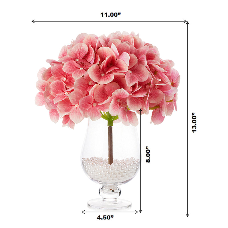 Arrangement d'hortensias dans un vase, Rose clair