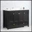 Meuble-lavabo noir de 48 po de largeur avec rangement spacieux, 4 portes coulissantes et 2 tiroirs pour un design élégant et fonctionnel