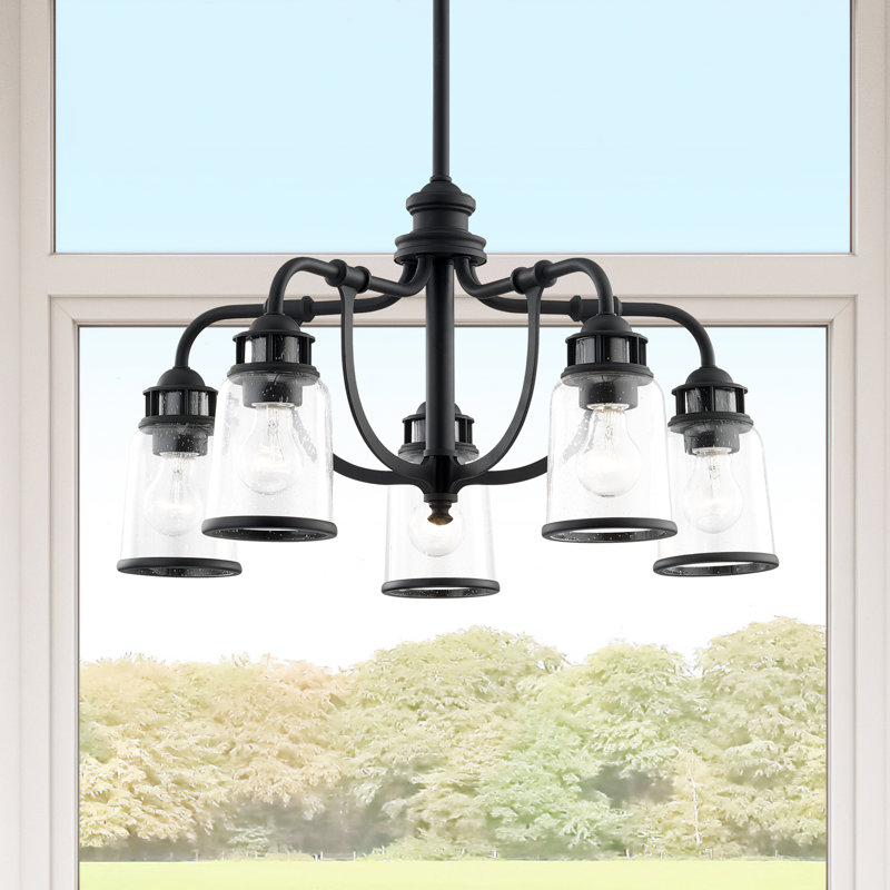 Lustre classique spectaculaire à 5 lumières Derrick, Noir