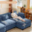 Canapé modulaire modulaire en L en chenille de 111,5 po avec deux repose-pieds Mandurah-1060606708