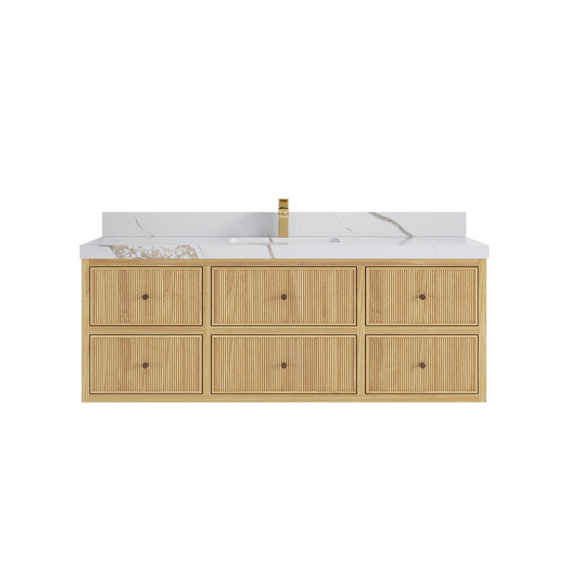 Ensemble de meuble-lavabo simple 60 po Sonoma, Or Calacatta
