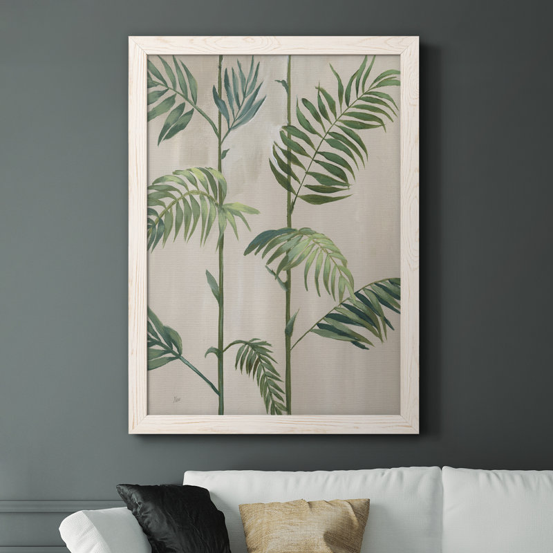 Modern Fronds I - Peinture sur toile encadrée, H 32 po x l 23 po x P 1 po, Blanc