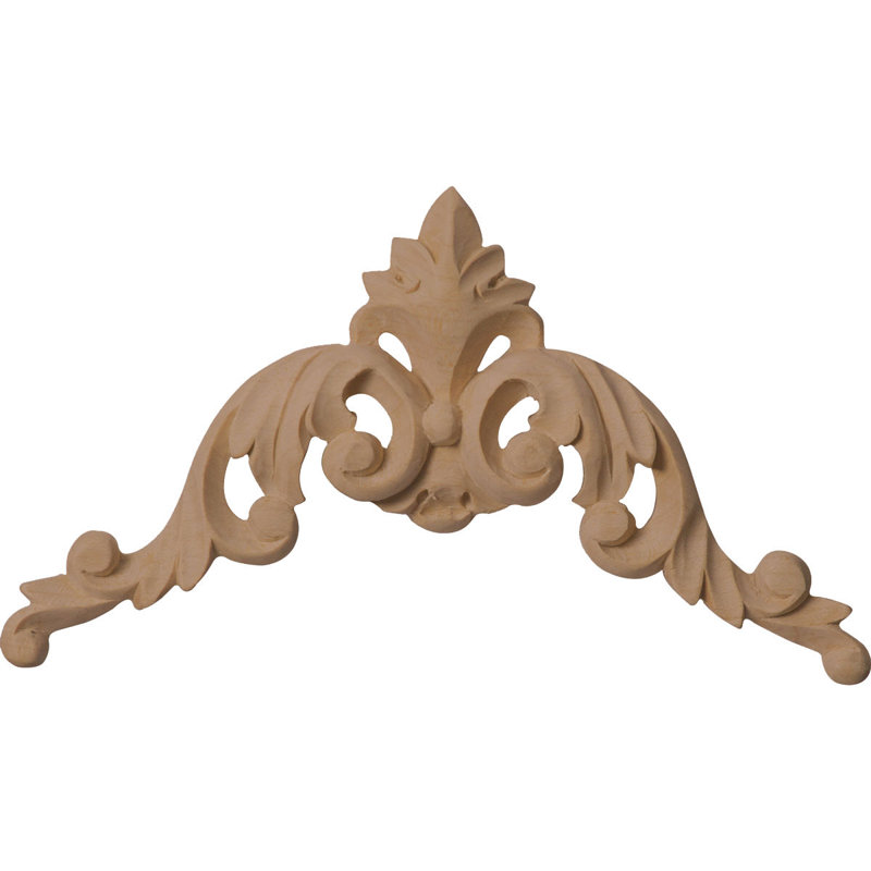 Large Rubberwood Ornate Corner Onlay Accent Piece