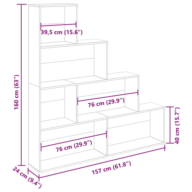 Wingfield 160cm H x 155cm W Geometric Bookcase, Artisan Oak