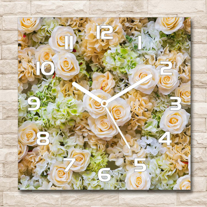 Ilyena Glass Wall Clock, White/Green/Beige
