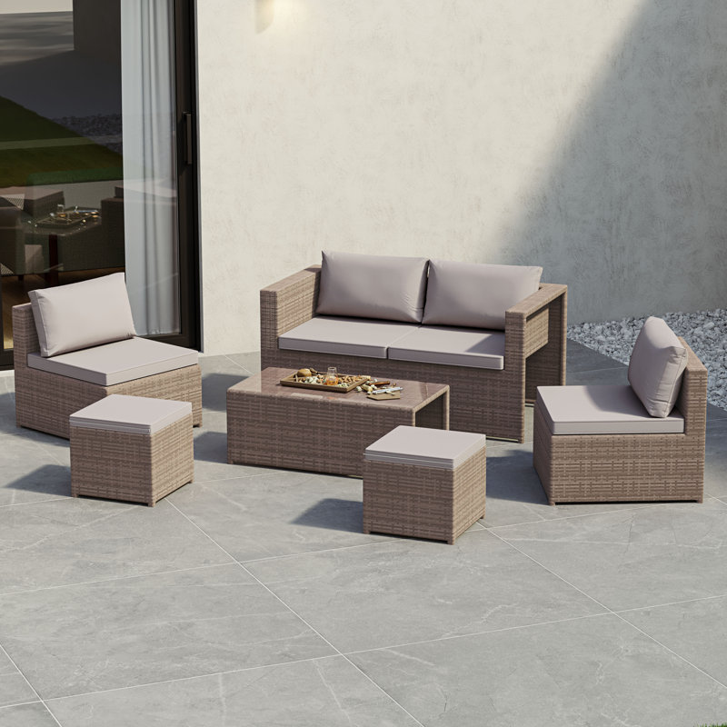 6 - Piece 6 - Person 48Cm L Outdoor Dining Set, UKFR Certified, Natural