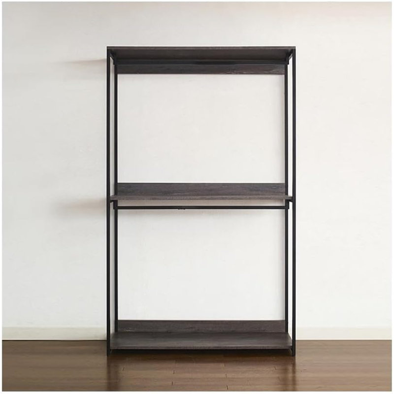  Wood Walk in Closet System with Drawer and Open Storage Metal Frame Design
