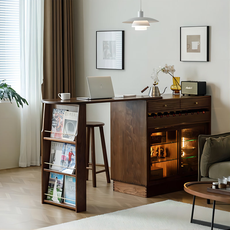 40.94"Retro Solid Wood Telescopic Bar Table
