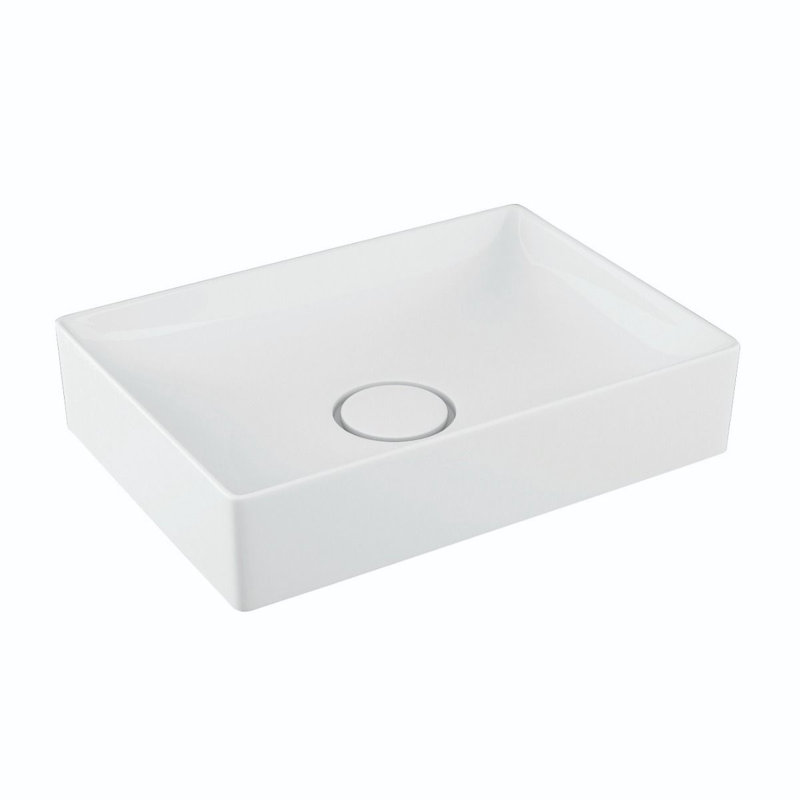 Lavabo de salle de bain vasque rectangulaire en céramique Vision, Blanc