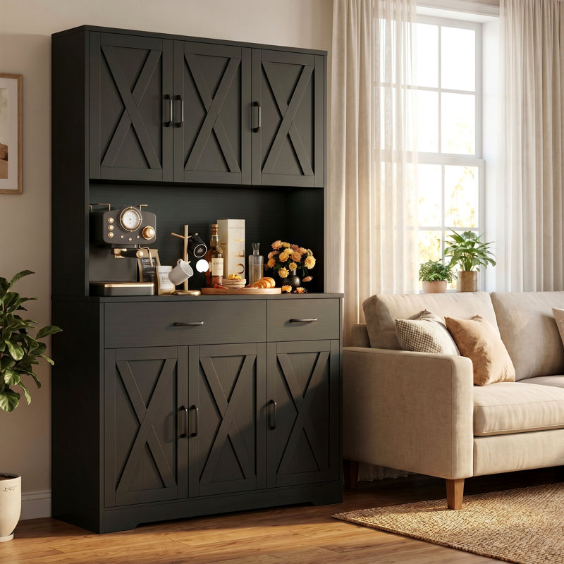 Armoire de cuisine 71 "H, Texture bois noir
