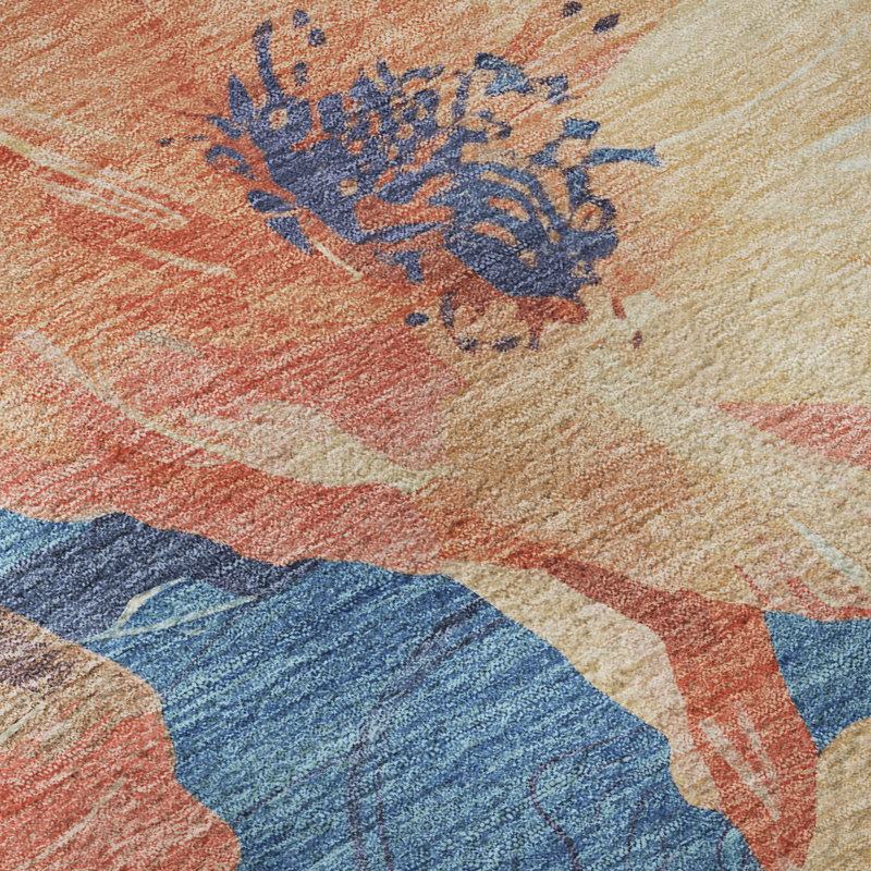 Premium Machine Washable Floyd AMF1542 Floral Rug, Rectangle 9' x 12'