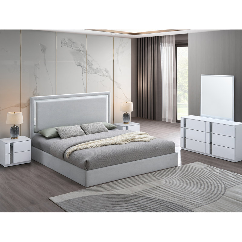 Lit plateforme tapissier 5 pièces Angulus, Grand