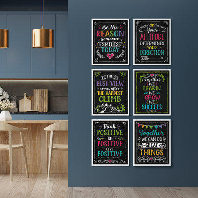 Motivation, citation typographique, impression encadrée, ensemble de 6 - citation de motivation