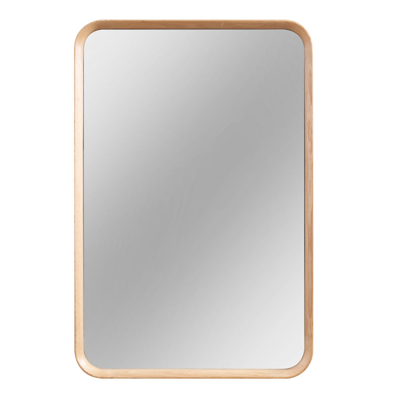 Modern Rounded Rectangle Mirror, Oak