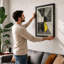 Yellow Cat in Symmetry Modern - Framed Print-1033940820-1033940907