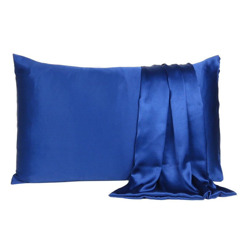 Taie d'oreiller en satin , Standard, Bleu marine